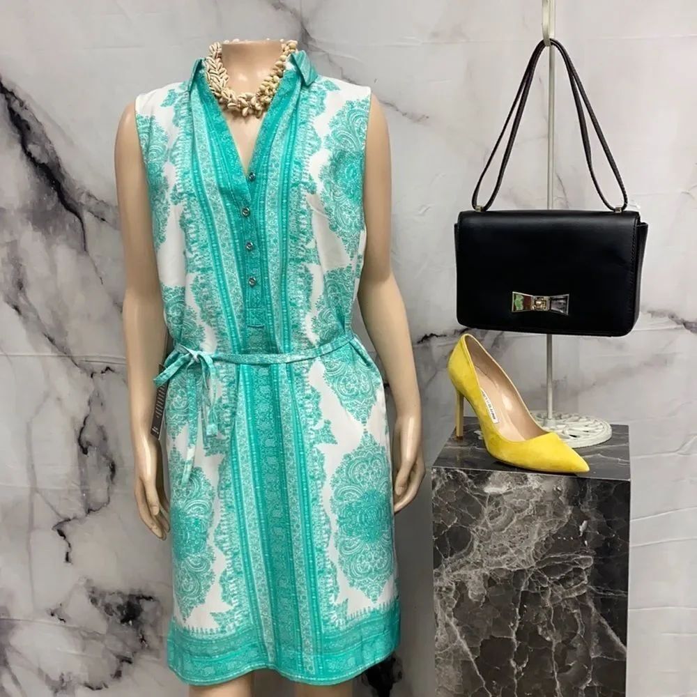 * The limited white green print dress